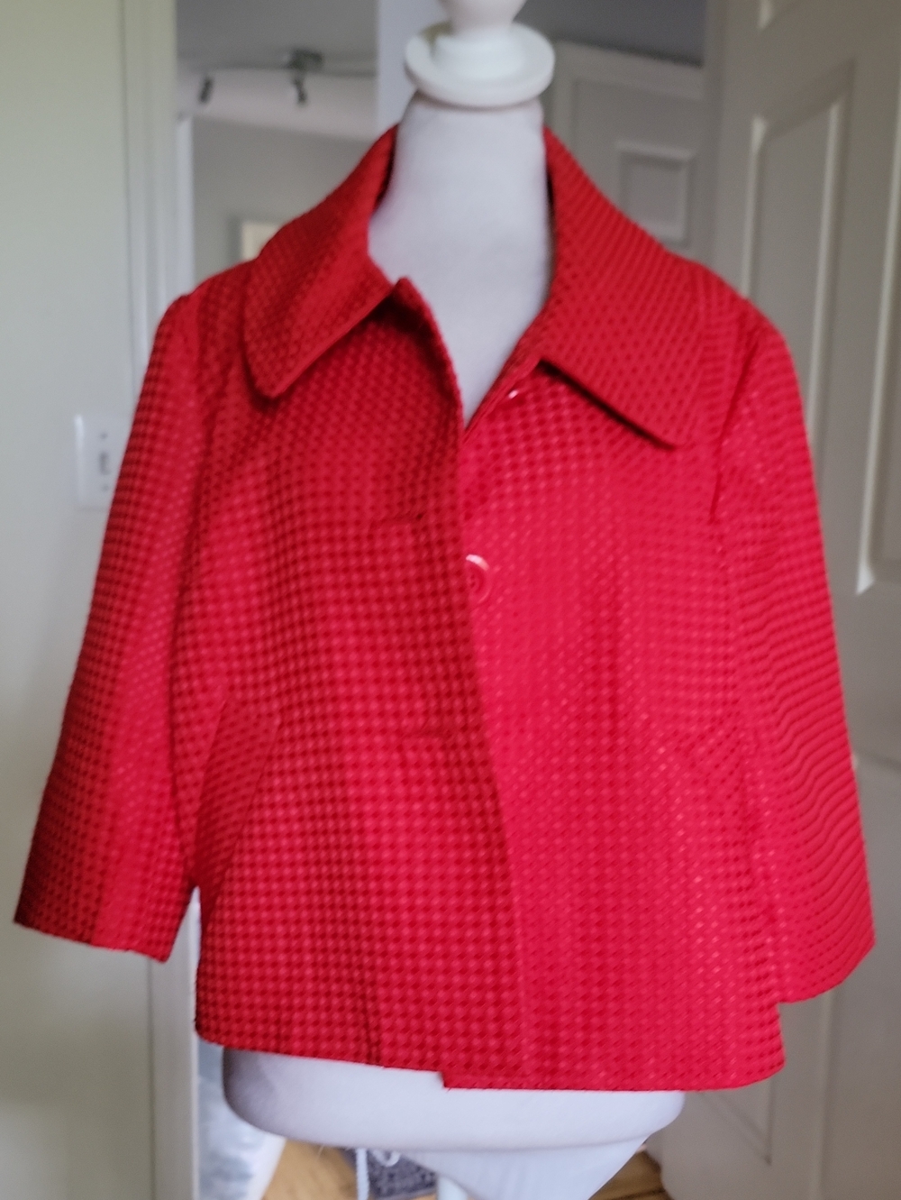 Willi Smith Vibrant Red Textured Boxy Jacket